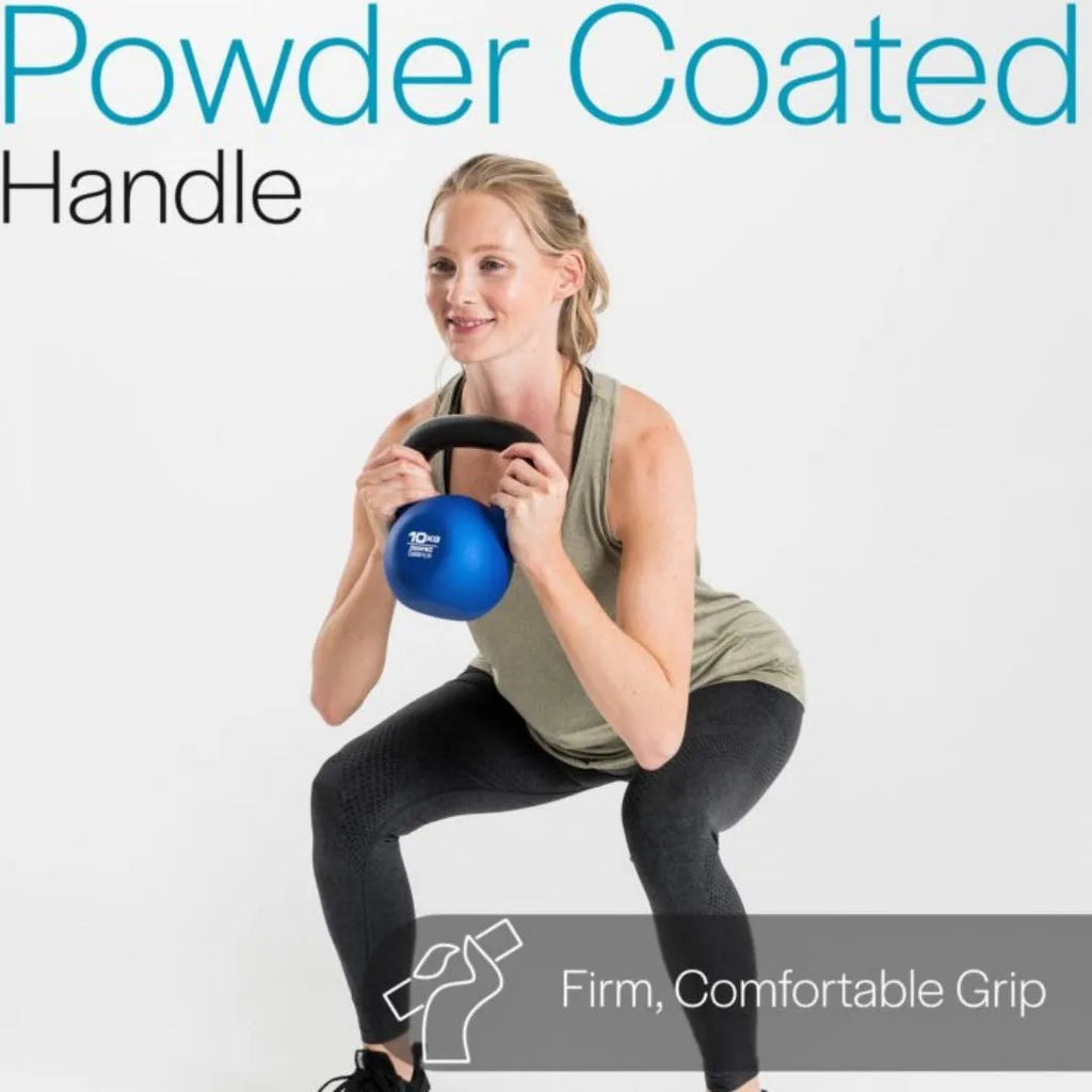 Blue cast iron teapot-shaped dumbbell weighing 10kg for home gym strength training