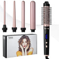 Automatic large wave hair curler in rose gold or black with ABS construction and included headbands