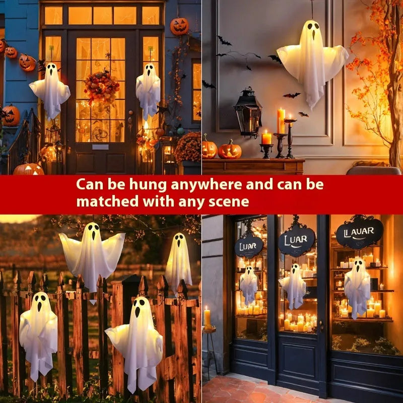 Halloween ghost light decoration with luminous white and orange ghost scream designs
