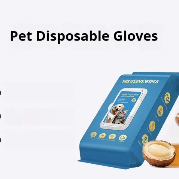 Pack of disposable pet gloves for cat and dog bath cleaning in 20-piece packs