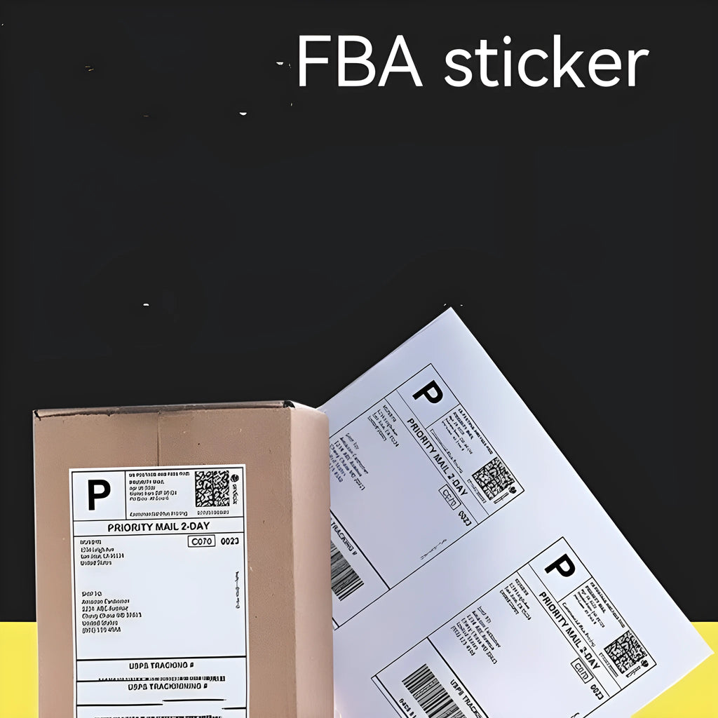 A4 sheet of blank FBA barcode paper labels with multiple grid sizes for Amazon shipping