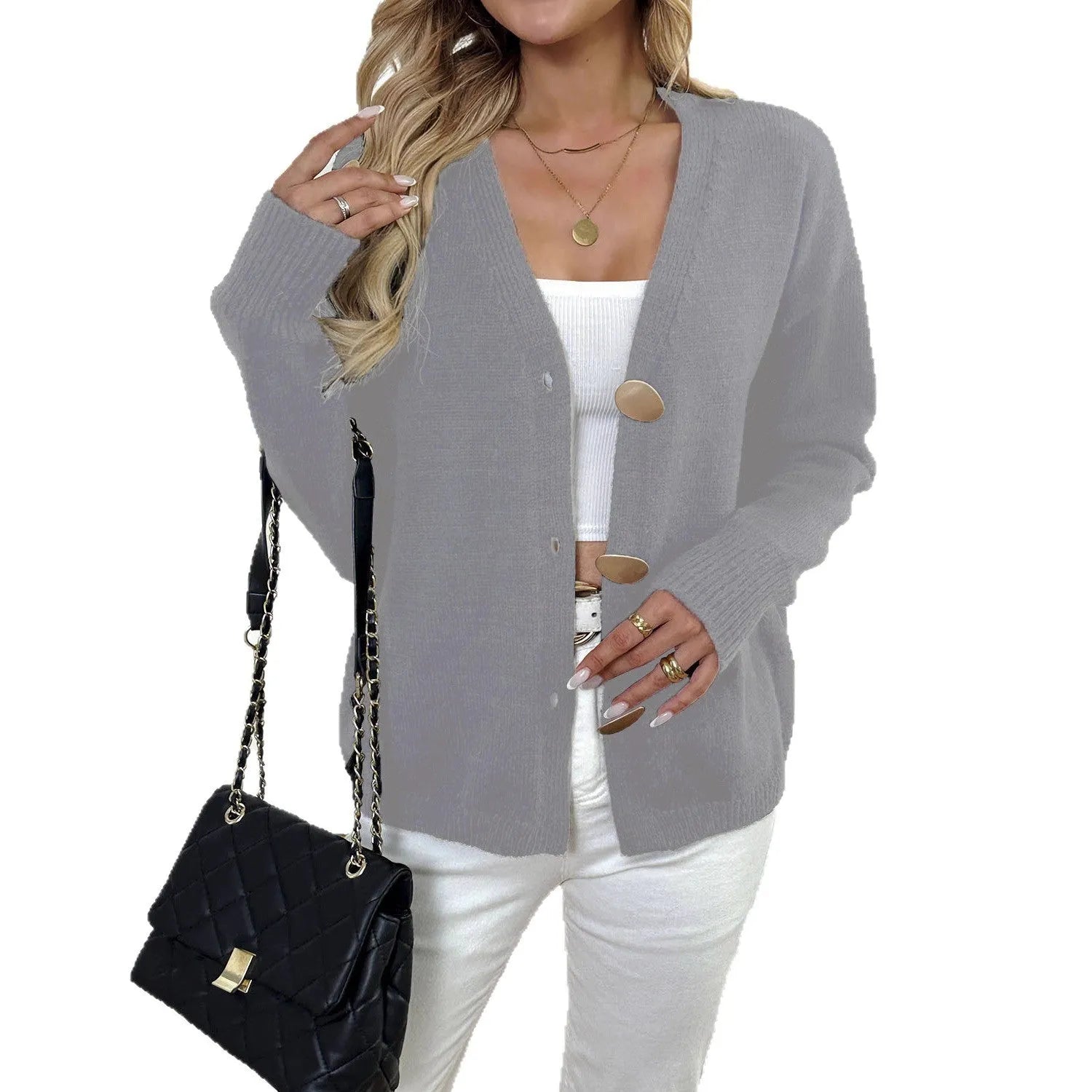 Deer plush sweater coat with princess sleeves and irregular hem in street hipster style