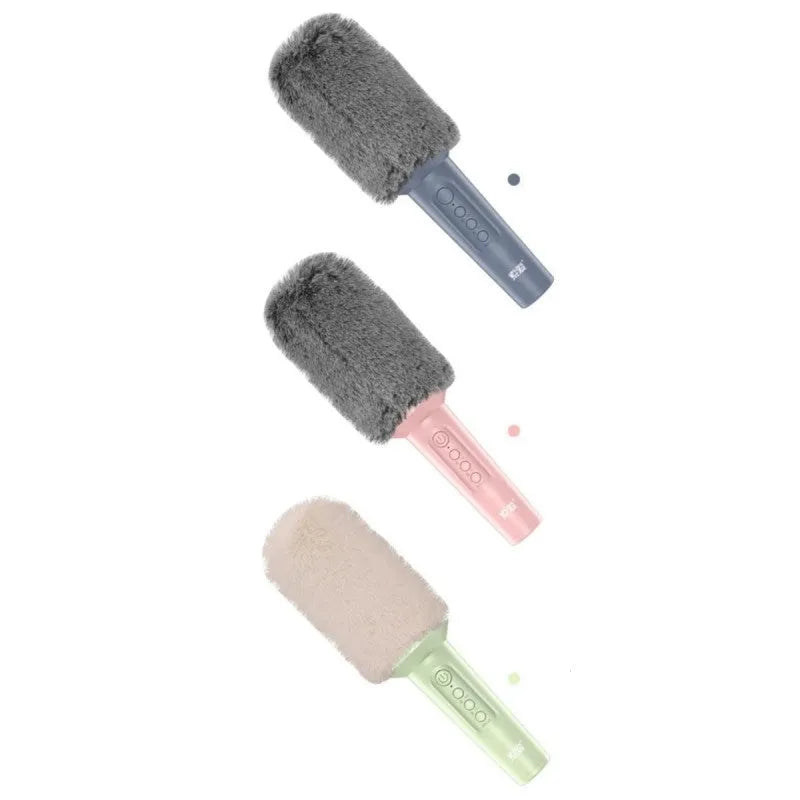 Bluetooth wireless karaoke microphone with integrated speaker in blue, green or pink colour options