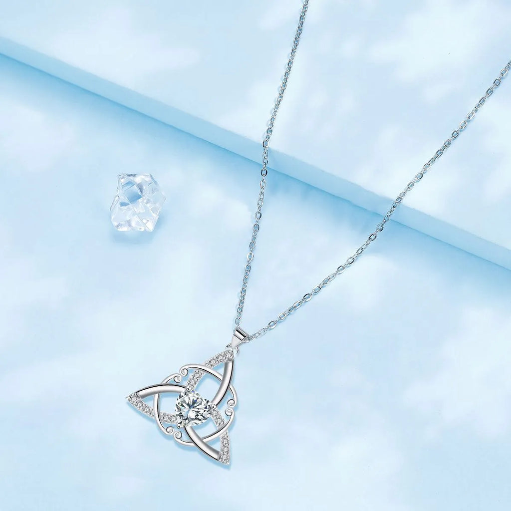 Copper Celtic knot necklace for women with geometric design in four colour options