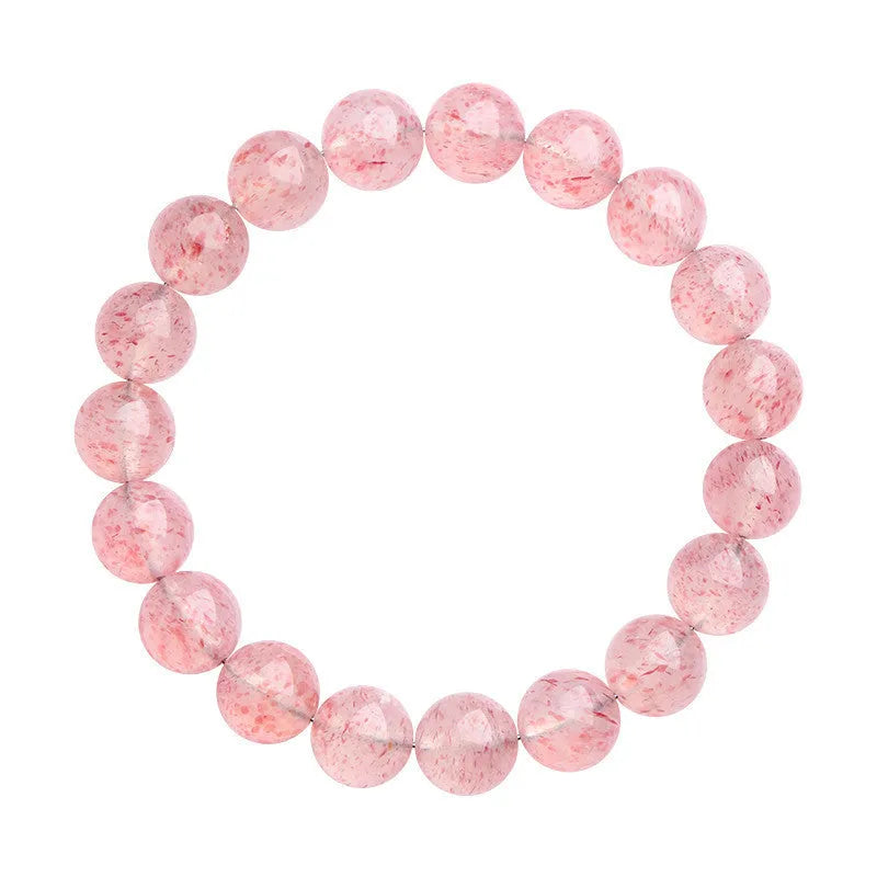 Strawberry quartz crystal ball bracelet with natural white water body colour and geometry beads