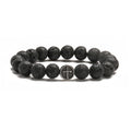 Volcanic rock coloured agate bracelet with geometric beads and stainless steel accents
