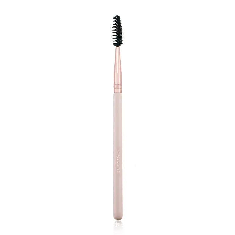 26 pink wooden handle makeup brushes with natural wool bristles in storage bag