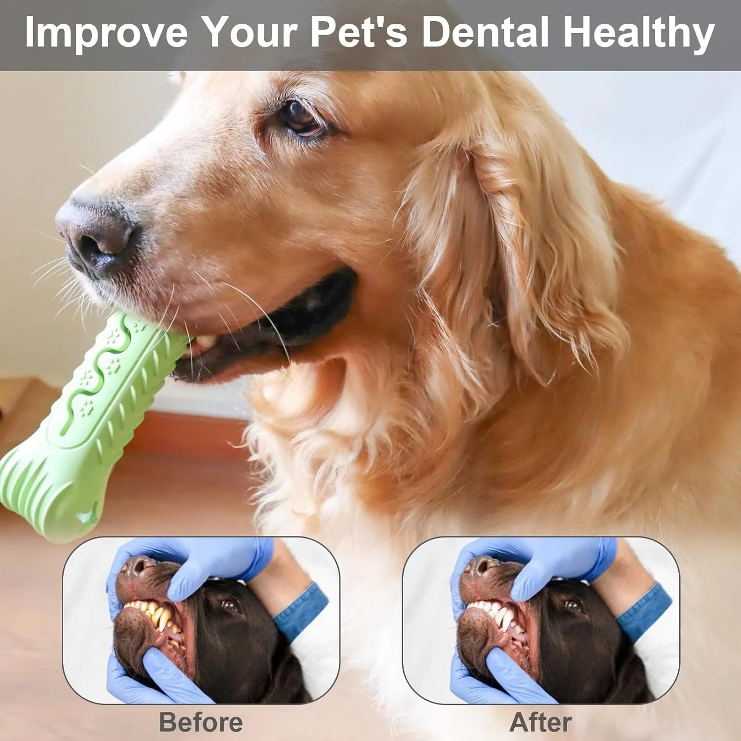 Natural rubber bone-shaped dog chew toy for aggressive chewers in blue colour