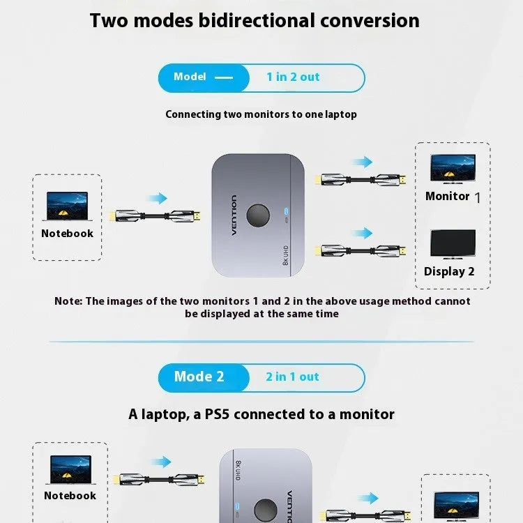 Grey alloy cable separator for HD computer audio and video two-way conversion to television line.