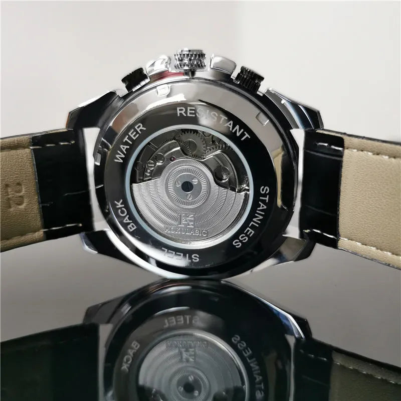 Men's automatic mechanical watch with stainless steel case and mineral glass