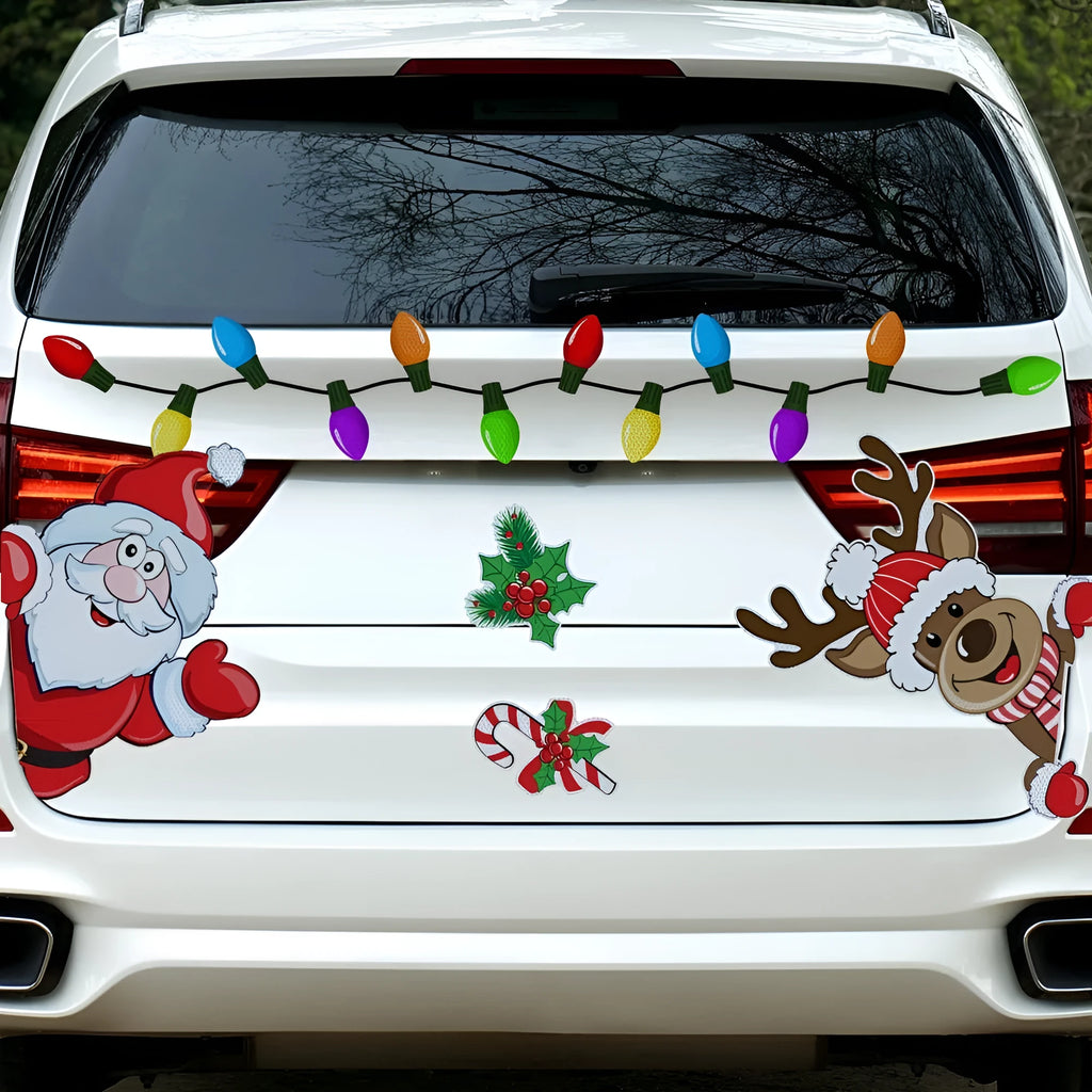 Christmas elk cartoon reflective magnetic sticker for window decoration