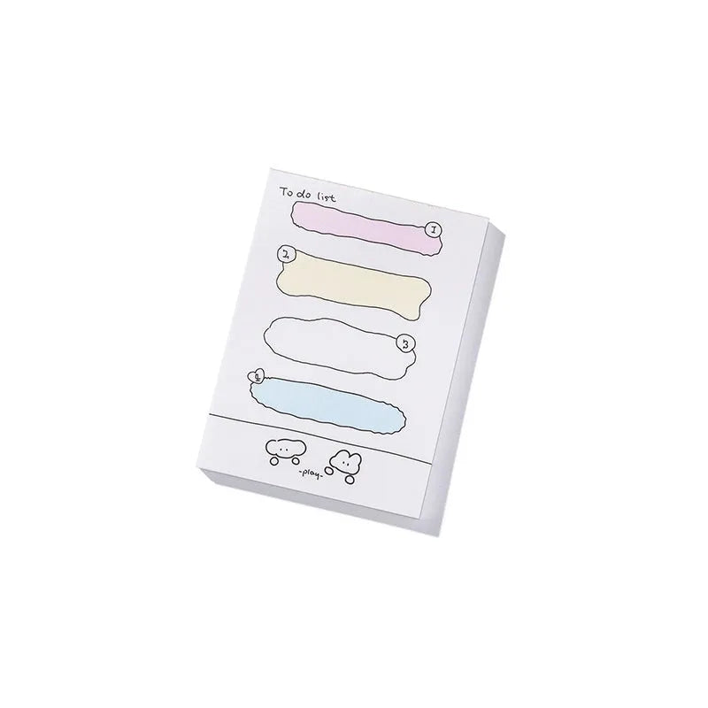 Cartoon hand account collage sticky note notepad showing multiple size options and design variations