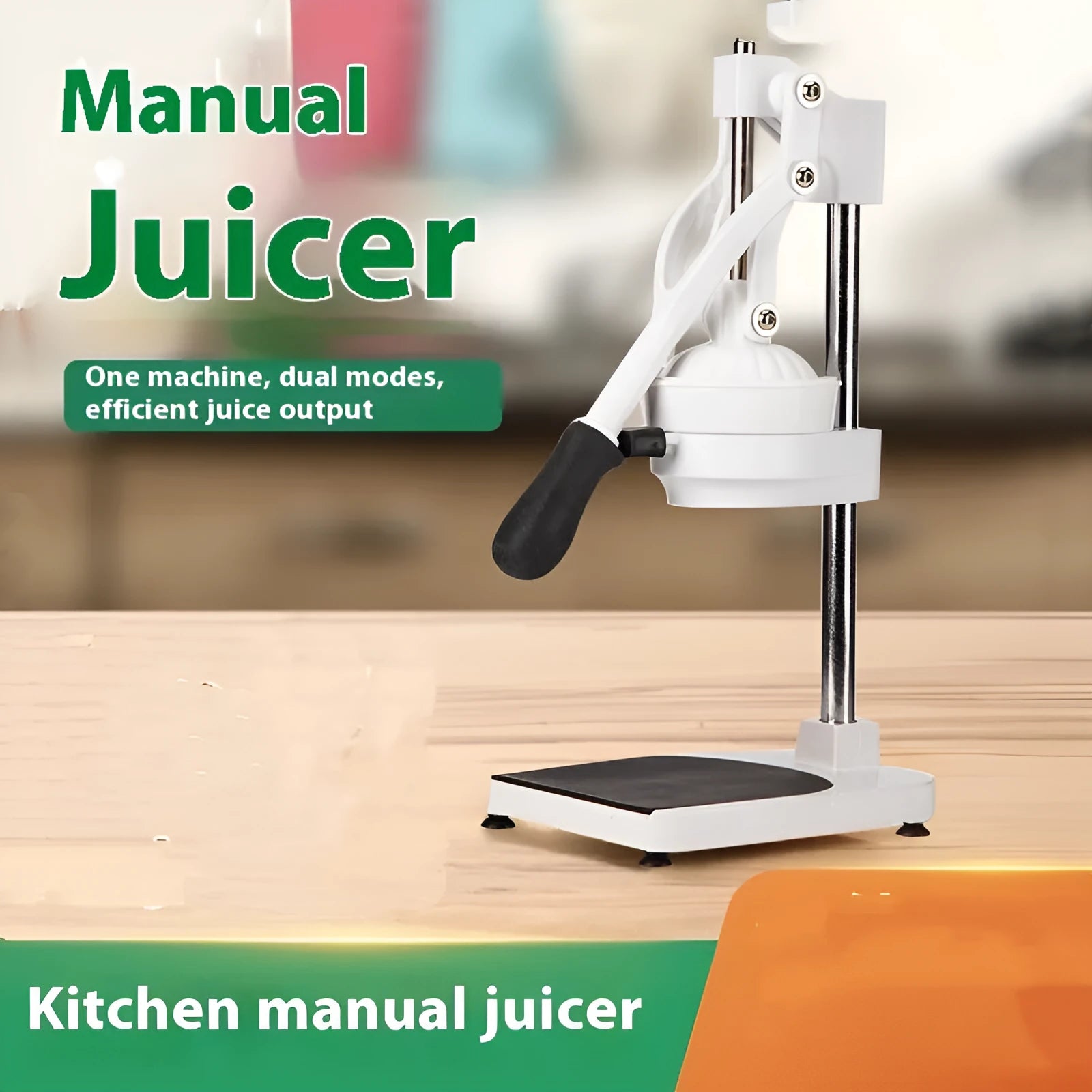 Manual stainless steel citrus juicer with quick-disassembly design and flat mould configuration