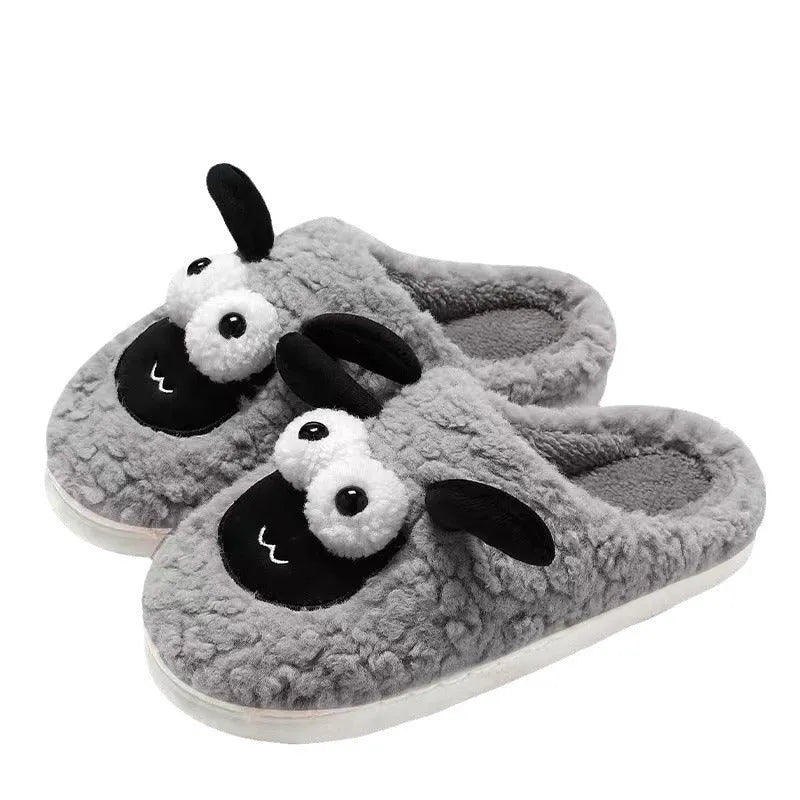 Brown thermal cotton slip-on slippers with suede upper and sewn PVC sole