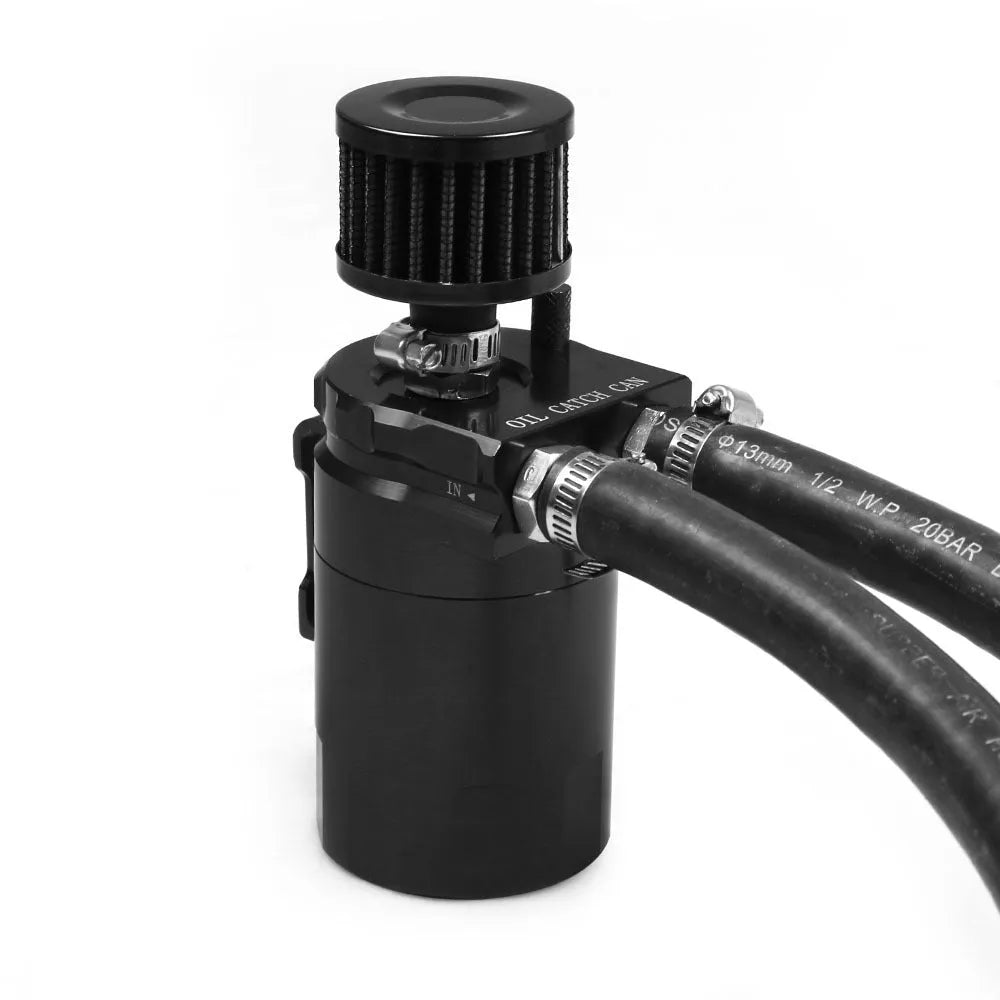 Aluminum alloy oil separator catch can for Ford Expedition in choice of black, blue, red, or silver colour.