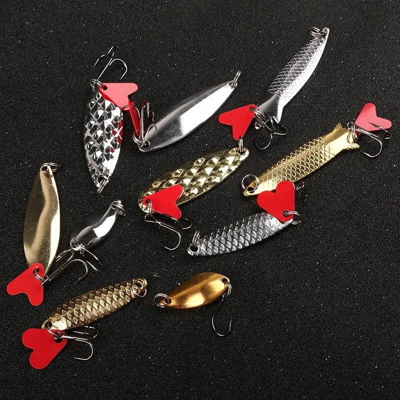 Box of gold and silver metal sequins for false bait fishing lures