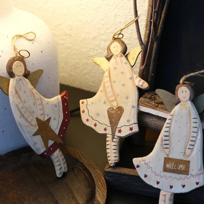 Hand-painted wooden door hanger pendant with carved letters, love heart, and XINGX designs in American country style.