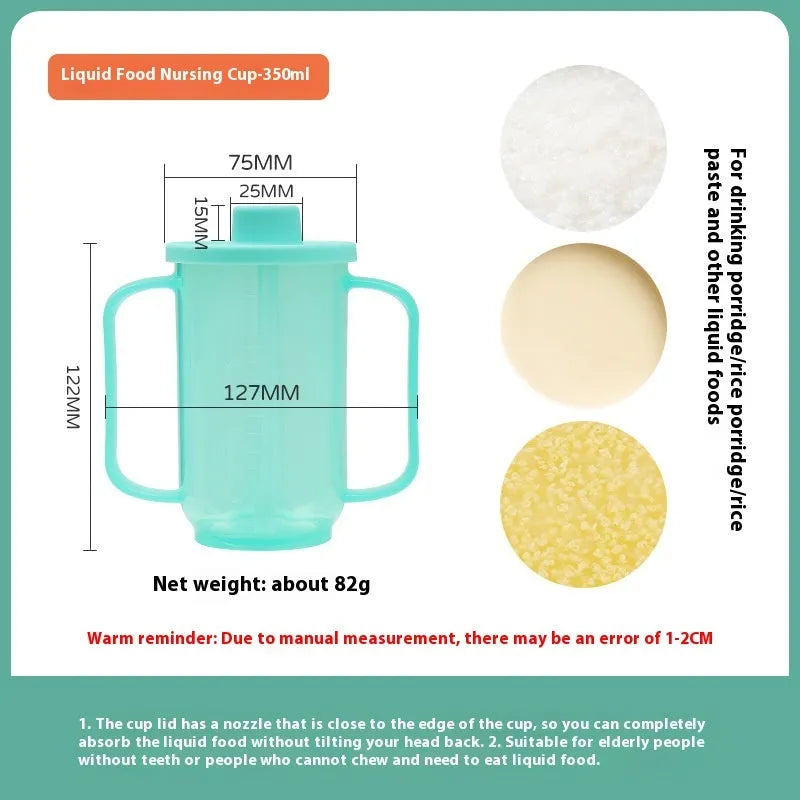 Oblique mouth anti-choke drinking cup with handle and lid for bedridden patients