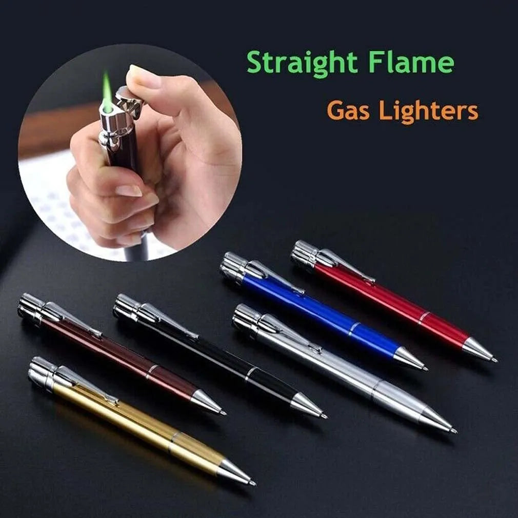 Windproof metal pen jet lighter with refillable butane system and portable slim design