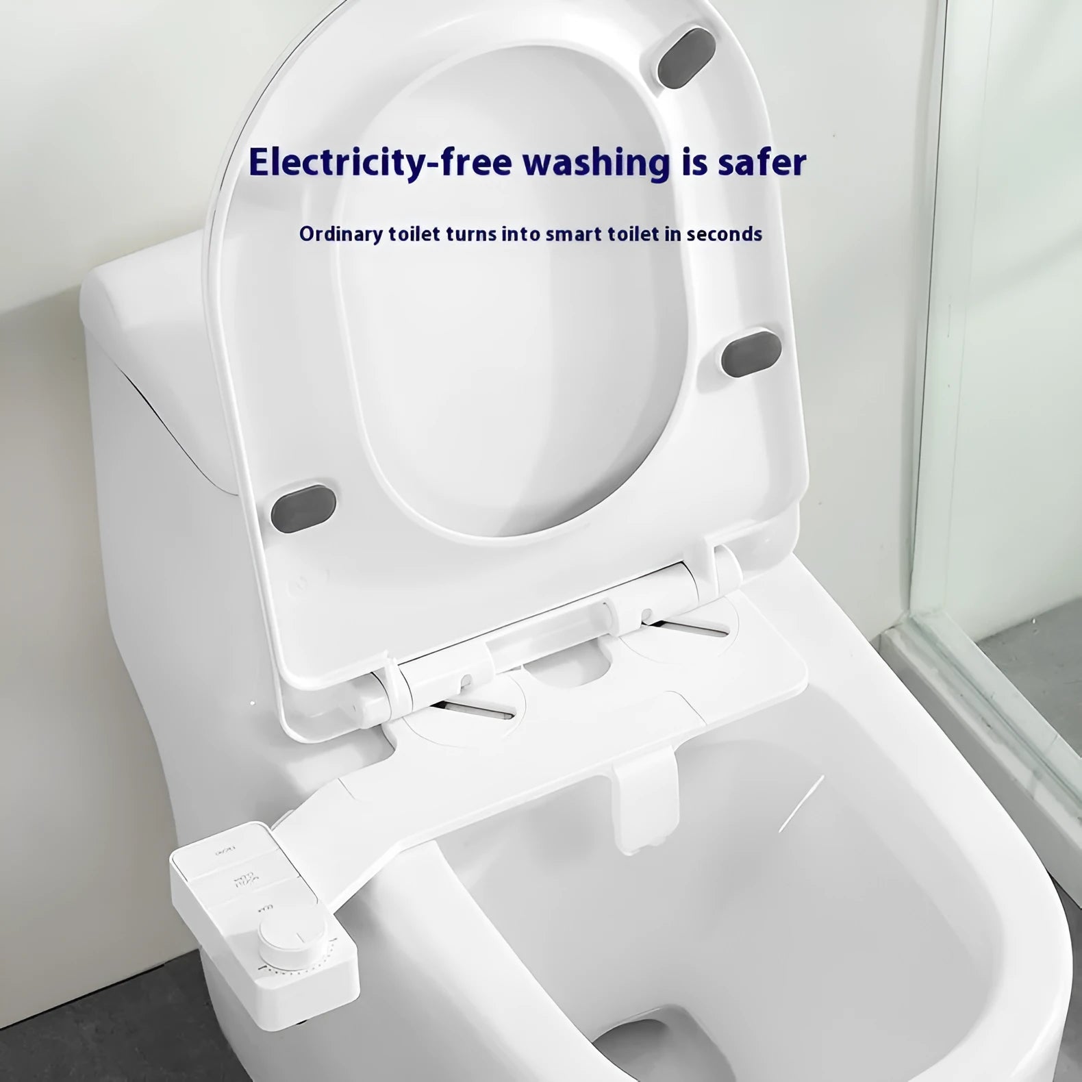 KB06 pure white button-operated wash tool with removable nozzle and regional plumbing fittings