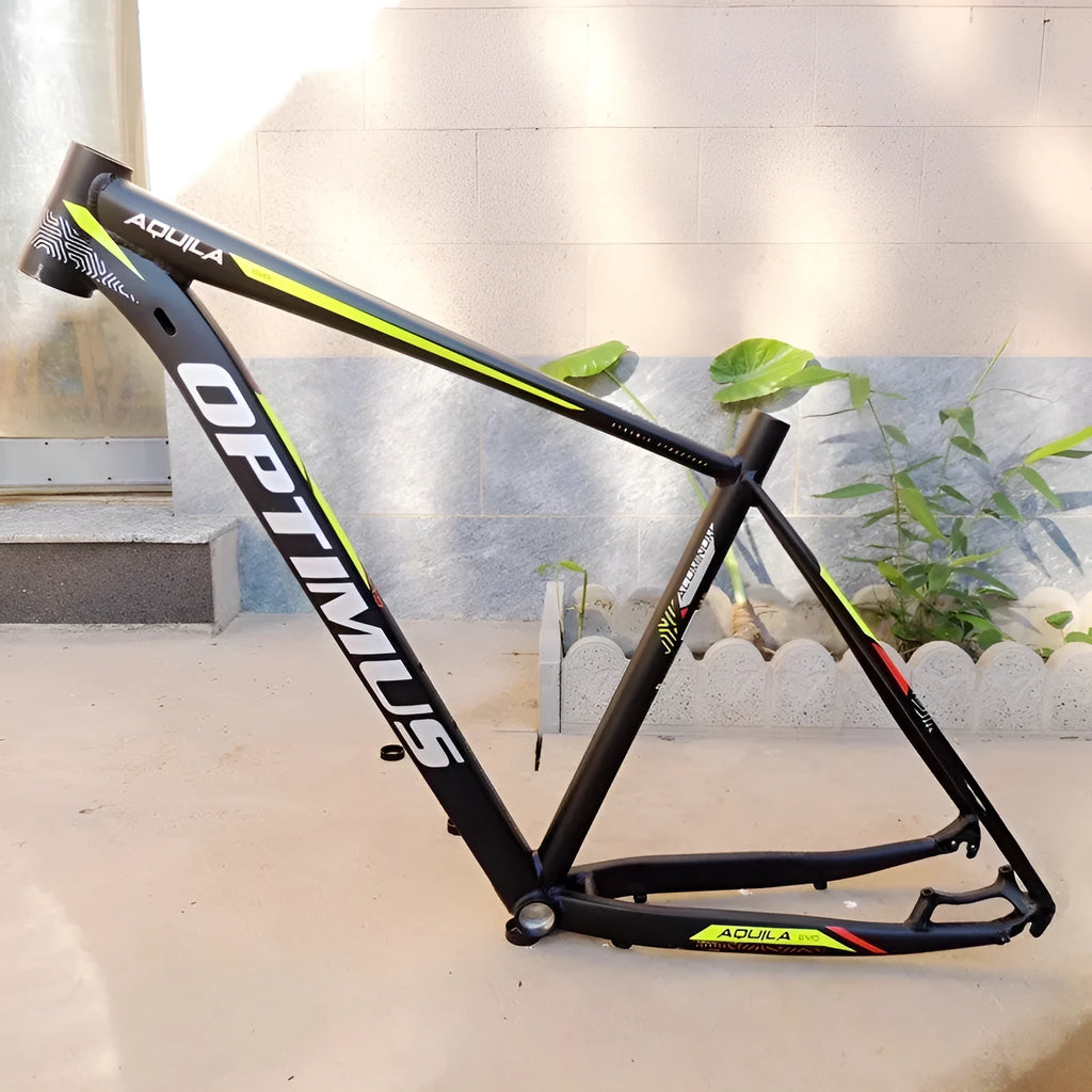 Black green aluminium alloy mountain bike frame for 29-inch wheels with inner routing design