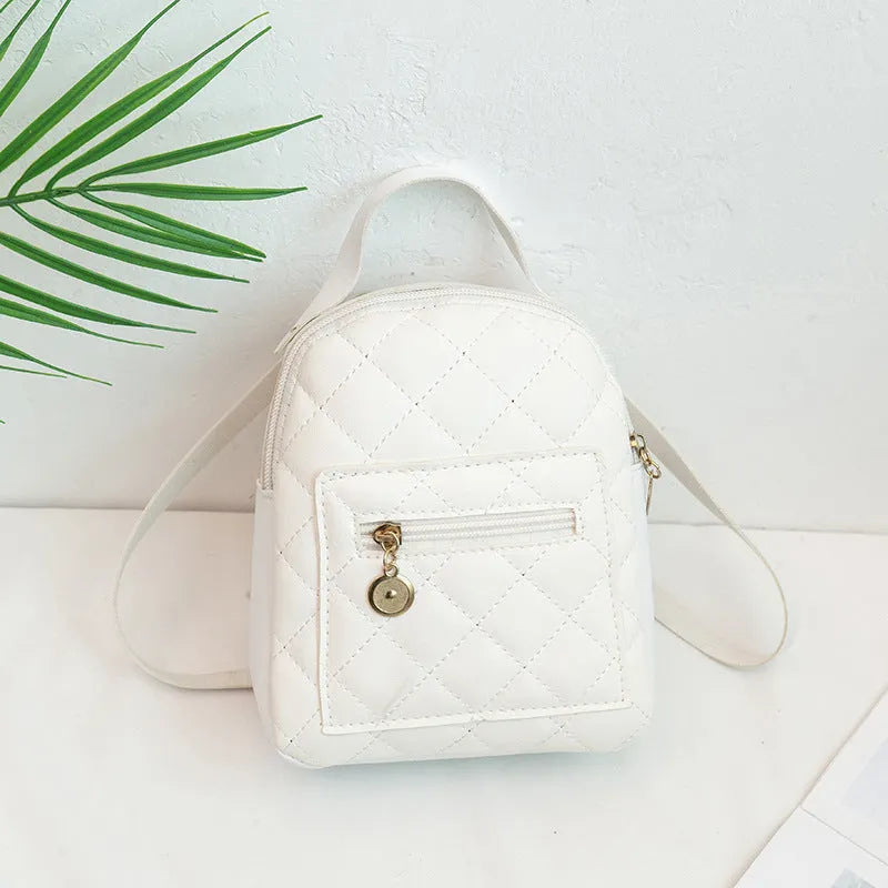Korean style girls' embroidery backpack in hard square shape with PU leather, available in black, pink and white colours
