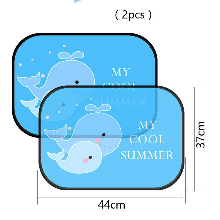 Electrostatic adsorption car side window sunshade with animal-themed designs
