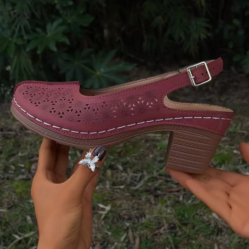 Women's closed toe wedge sandals in multiple colours with round toe design