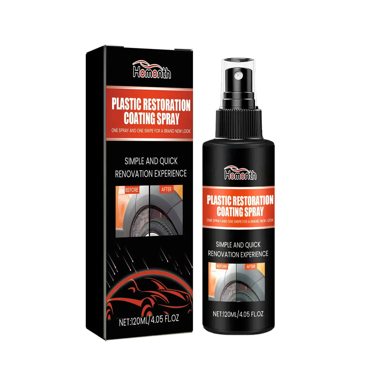 120ml car plastic renovation spray bottle, 3.8 x 3.8 x 14.1cm, cleaning and maintenance agent