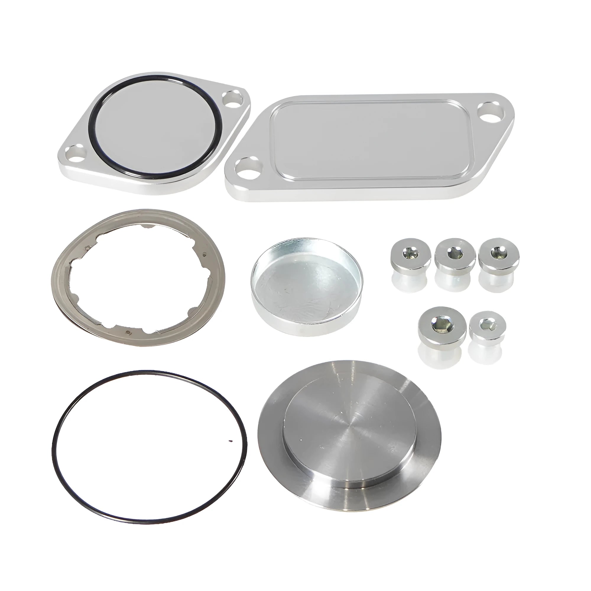 Silver aluminium alloy automotive valve cover for engine EGR systems