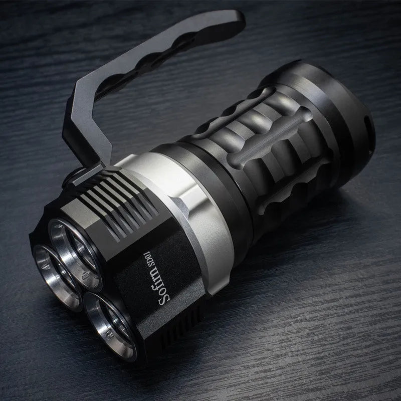 Aluminium alloy diving torch with 18cm length and black finish