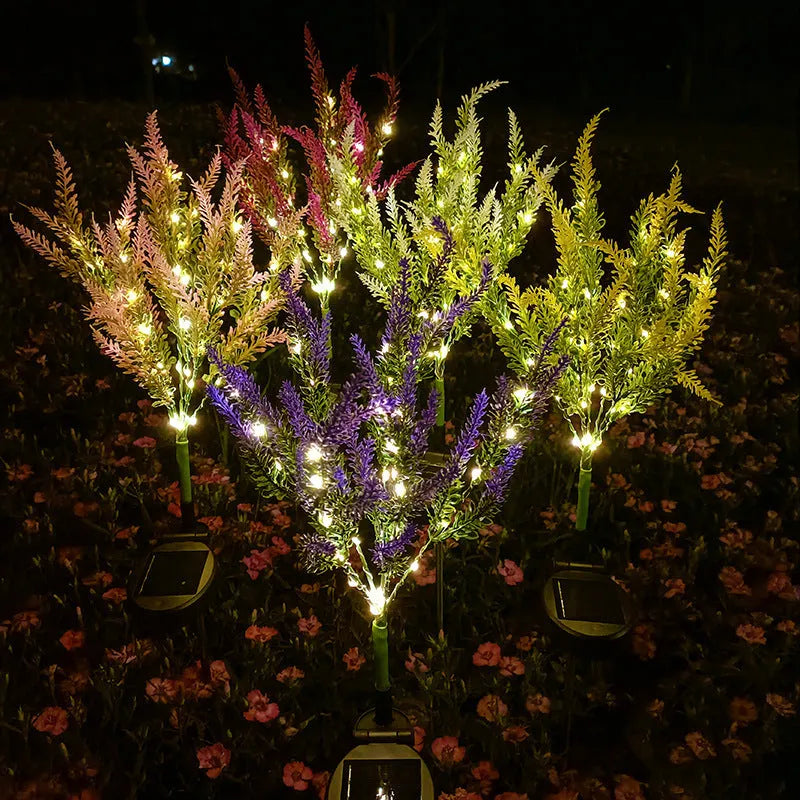 74cm tall solar-powered flower-shaped garden light in lavender colour options for outdoor decoration