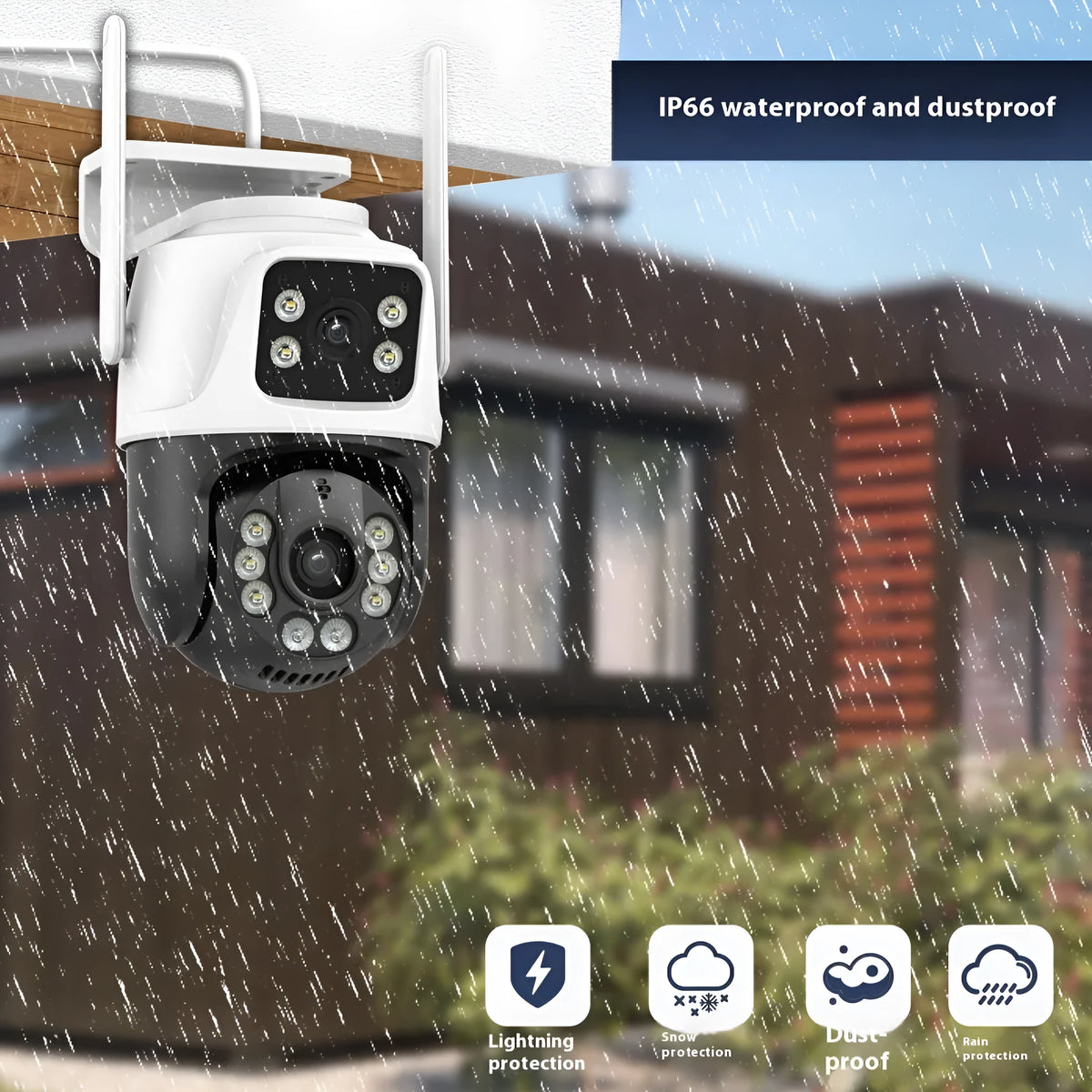 Outdoor wireless dual screen monitor with binocular camera for surveillance applications