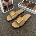 Women's flat summer slippers in apricot colour with waterproof PVC sole and casual design