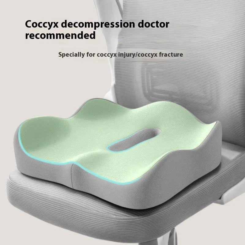 Memory foam waist and tailbone support seat cushion in a blue and grey colour combination.
