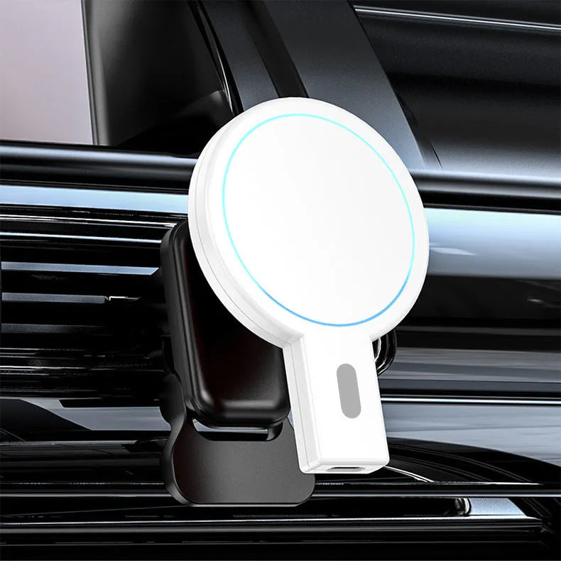 White magnetic wireless charger with PD fast charging measuring 85.2 mm wide