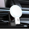 White magnetic wireless charger with PD fast charging measuring 85.2 mm wide