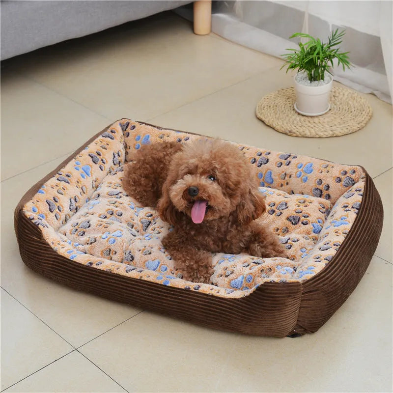 Plush pet dog bed with raised sides showing beige colour option and cushion construction