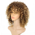 Light gold curly headband wig with front lace and elastic mesh cap
