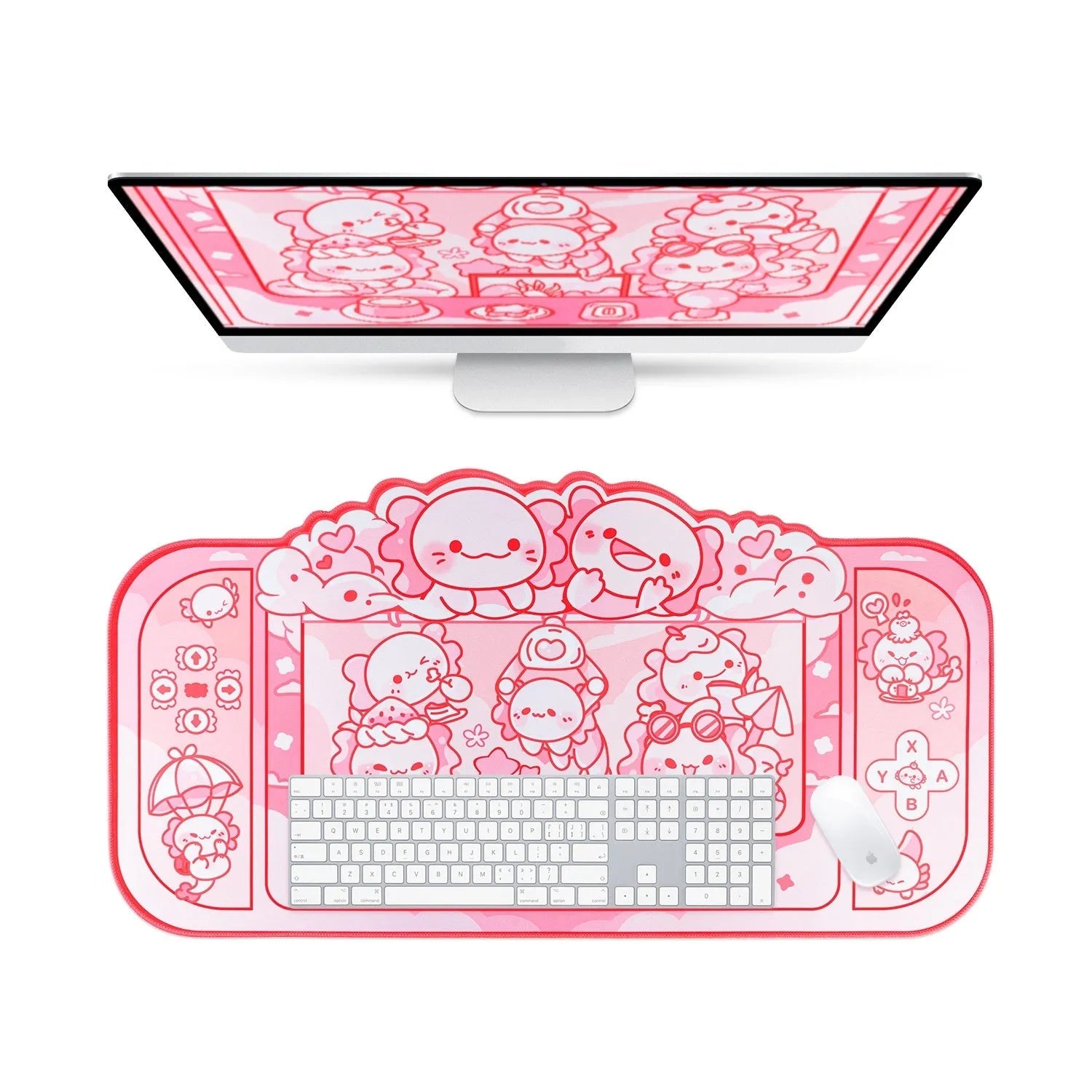 Hexagonal dragon crane machine cartoon anime pattern cloth mouse pad measuring 75x40cm