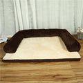 Corduroy pet dog bed with bolster sides on a non-slip base, shown in grey colour.