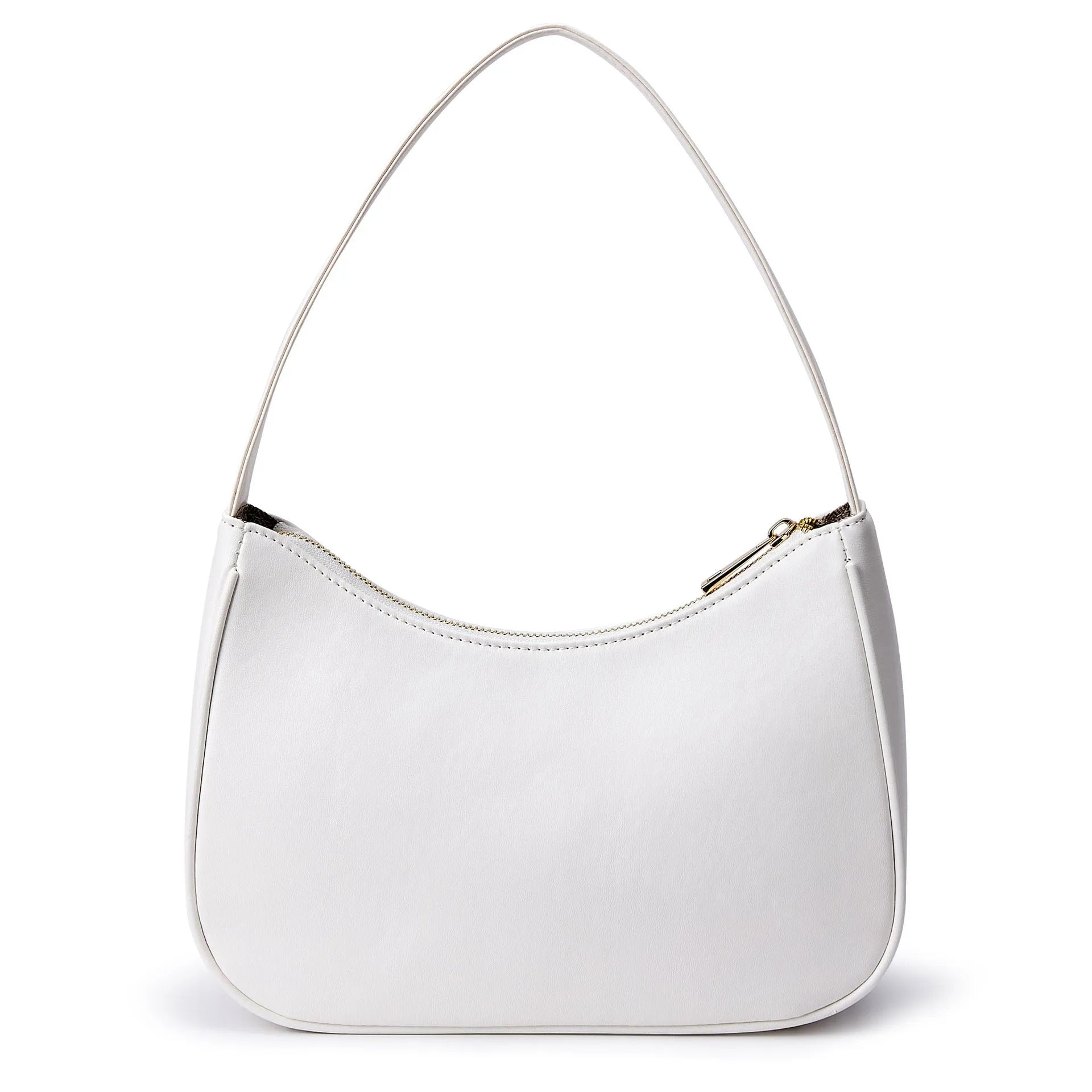 Simple retro waterproof shoulder bag in PU leather shown in apricot colour.