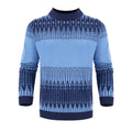 Men's knitted long-sleeved pullover sweater on a model, shown in one of several available styles.