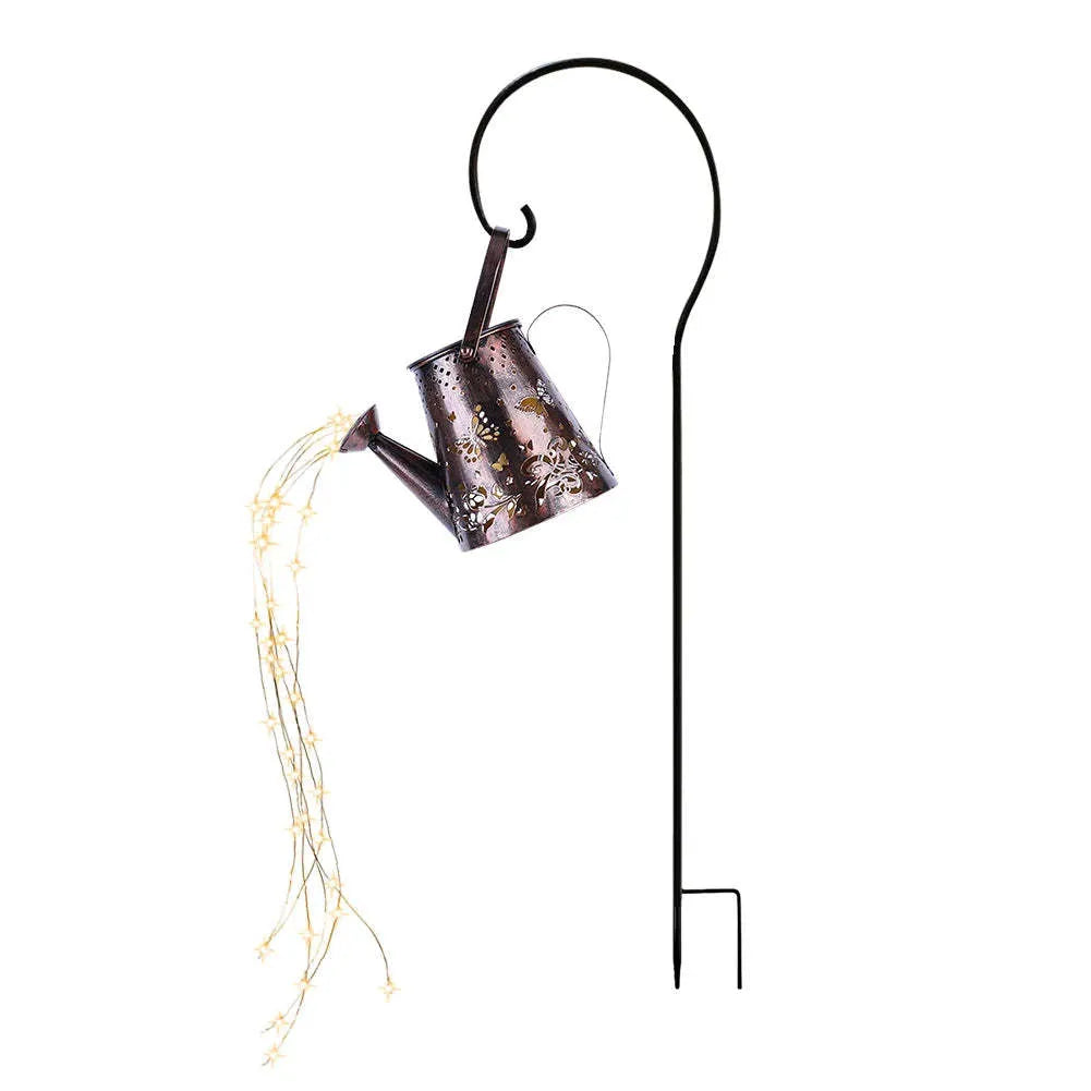 Solar garden lamp with iron butterfly pattern design and warm white LED lighting