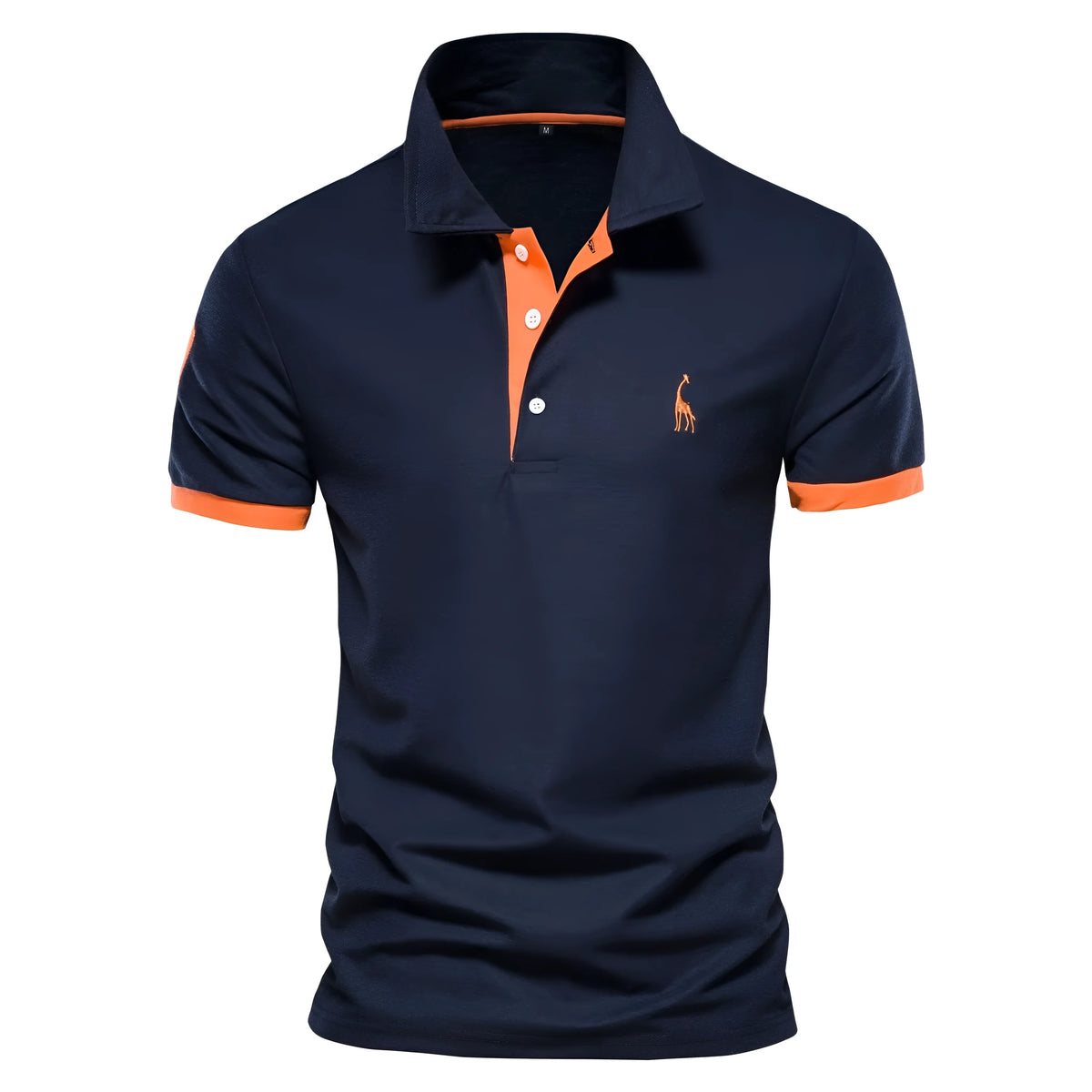 Men's slim fit T-shirt with embroidered deer design on chest in cotton blend fabric