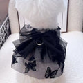 Black polyester tulle princess skirt for small dogs or cats shown on size chart