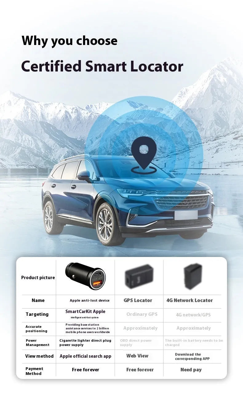 Black GPS car locator device with cigarette lighter plug for vehicle tracking