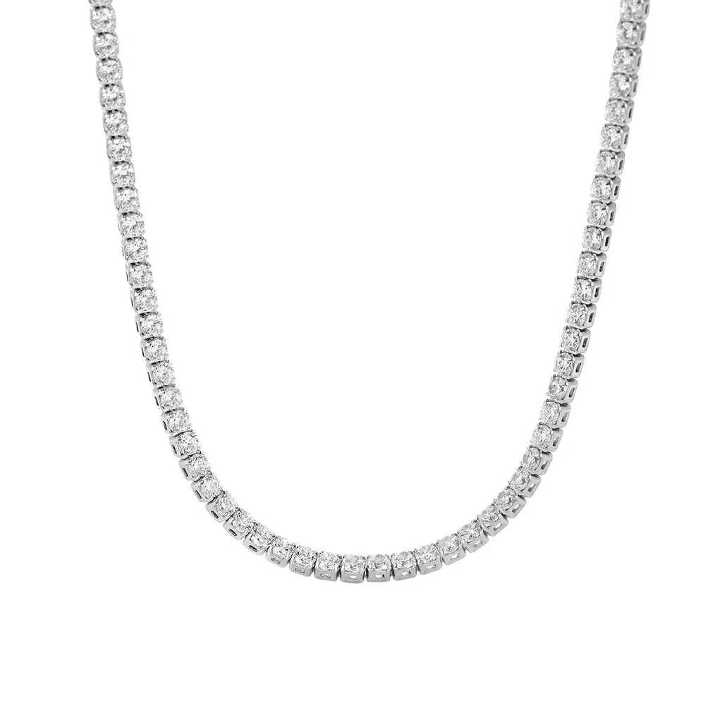 Women's sterling silver necklace with round elements and diamond treatment in silver colour