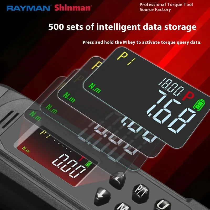 Digital display torque wrench showing readout with chrome-vanadium steel construction