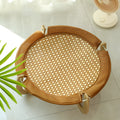 Brown woven rattan cat hammock bed 46cm square with 17.5cm sides